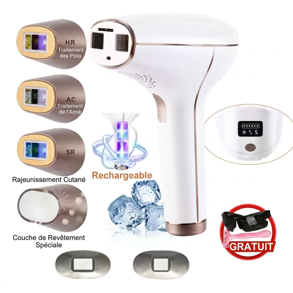 Appareil Épilation Laser IPL Sans Fil — Résultats Professionnels à Domicile